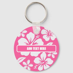 Tropical Pink Beach Flowers Key Ring