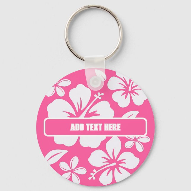 Tropical Pink Beach Flowers Key Ring (Front)