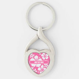Tropical Pink Beach Flowers Key Ring