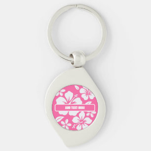 Tropical Pink Beach Flowers Key Ring