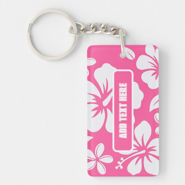 Tropical Pink Beach Flowers Key Ring (Front)