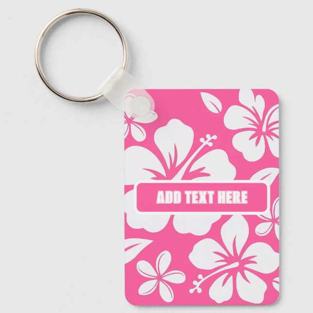Tropical Pink Beach Flowers Key Ring (Front)