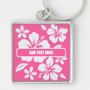 Tropical Pink Beach Flowers Key Ring