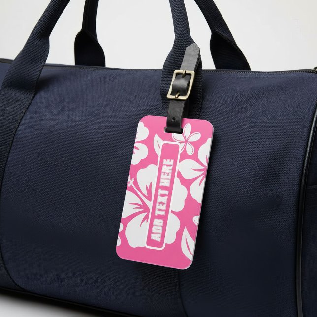 Tropical Pink Beach Flowers Luggage Tag (holidays!)