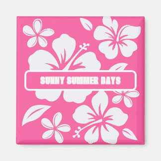 Tropical Pink Beach Flowers Magnet