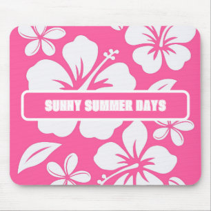 Tropical Pink Beach Flowers Mouse Mat