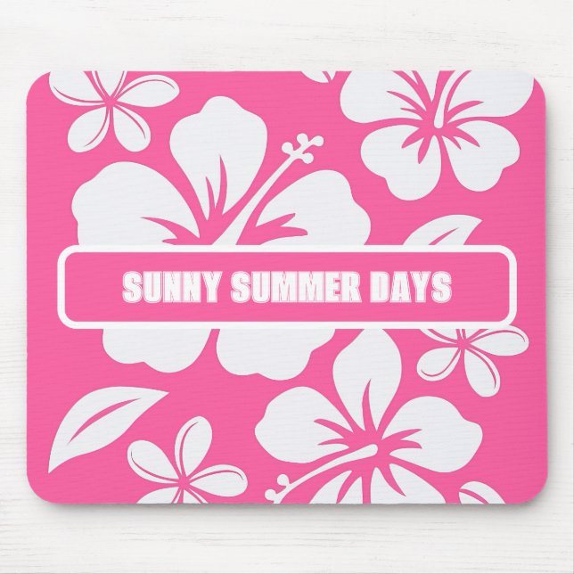Tropical Pink Beach Flowers Mouse Mat (Front)