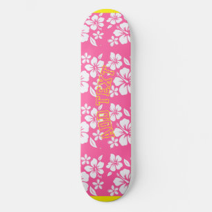 Tropical Pink Beach Flowers Skateboard