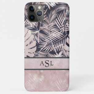 Tropical Pink Black Monogram Metallic Chic iPhone 11 Pro Max Case