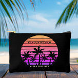 Tropical Pink Black Palm Trees Custom Beach Accessory Pouch<br><div class="desc">Cool hot pink and black palm tree cosmetic bag for a girls trip to a tropical island. Features beautiful palm trees in front of a pretty pink beach sunset. Perfect custom accessory pouch for your cruise or summer trip to the sea.</div>