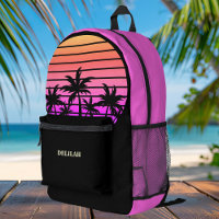 Tropical Pink Black Palm Trees Custom Beach