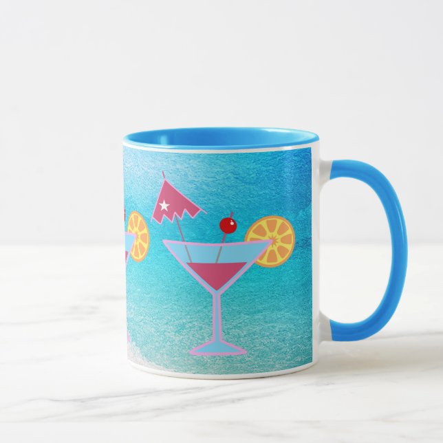 Tropical Pink & Blue Cocktail Abstract Sea Mug (Right)