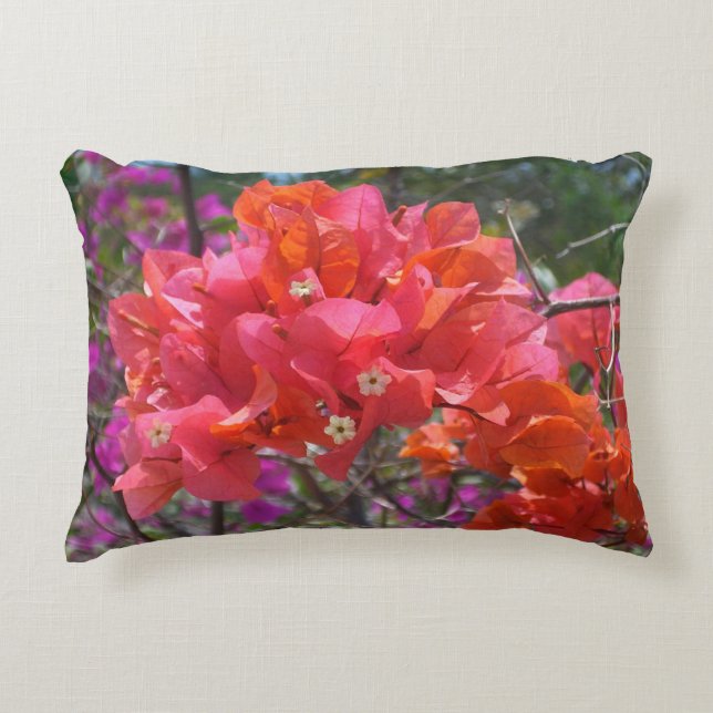 Tropical Pink Bougainvillea Decorative Cushion (Front)
