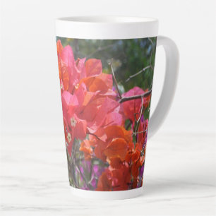 Tropical Pink Bougainvillea Floral Latte Mug