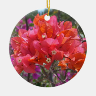 Tropical Pink Bougainvillea Island Floral Ceramic Tree Decoration