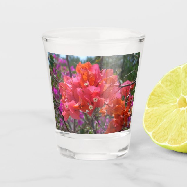 Tropical Pink Bougainvillea Island Floral Shot Glass (Front)