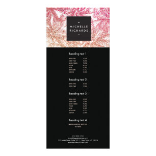 Tropical Pink/Bronze Glitter Palms Rack Card