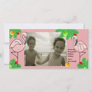 Tropical Pink Christmas/ Photo Greeting Card