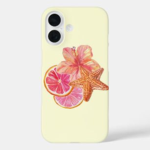 Tropical Pink Citrus Art iPhone 16 Case