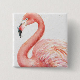 Tropical   Pink Flamingo 15 Cm Square Badge