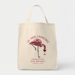 Tropical Pink Flamingo 50th Birthday Novelty Swag Tote Bag