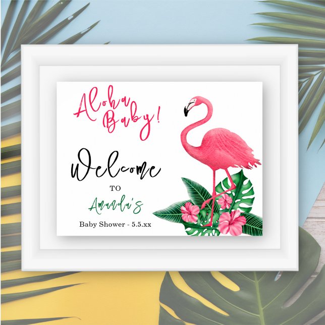 Tropical Pink Flamingo Aloha Baby Shower - Welcome Poster (Creator Uploaded)