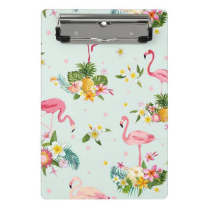 Tropical Pink Flamingo and Floral Pattern School Mini Clipboard