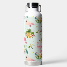 Tropical Pink Flamingo and Floral Pattern