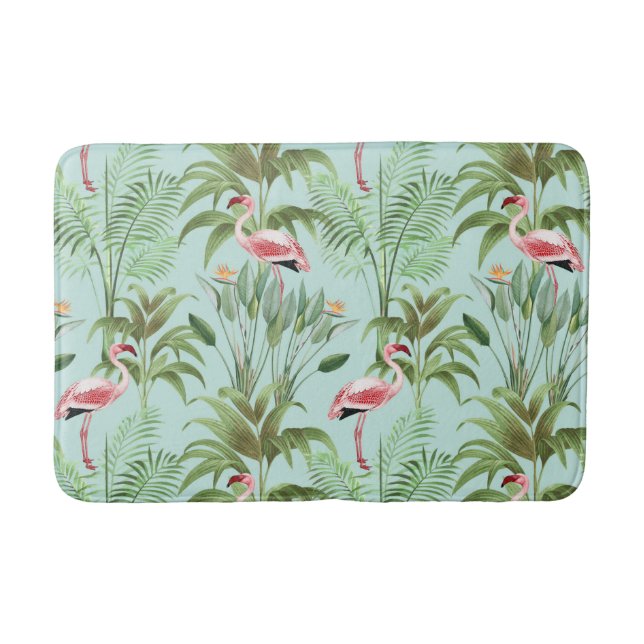 Tropical Pink Flamingo Bath Mat (Front)