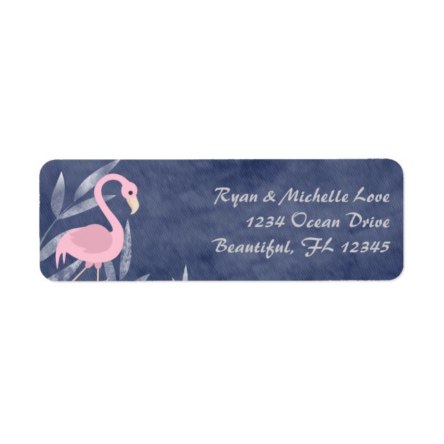 Tropical Pink Flamingo Beach Address (Front)