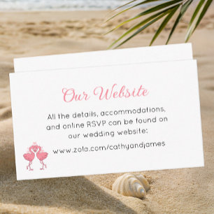 Tropical Pink Flamingo Beach Luau Wedding Website Enclosure Card