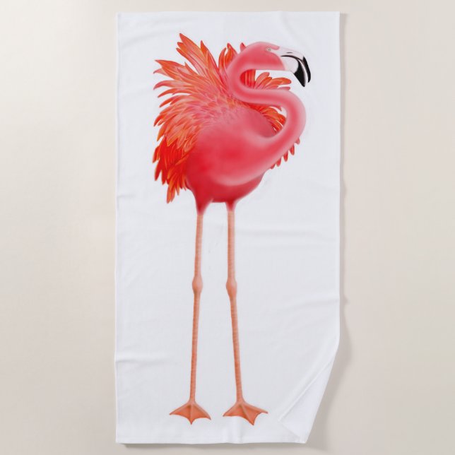 Tropical Pink Flamingo Beach Towel (Front)