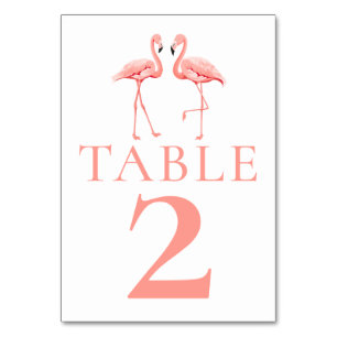 Tropical Pink Flamingo Beach Wedding Bridal Shower Table Number