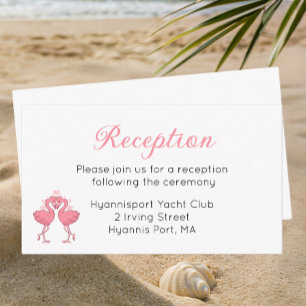 Tropical Pink Flamingo Beach Wedding Reception Enclosure Card
