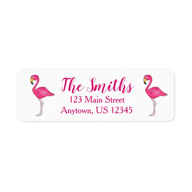 Tropical Pink Flamingo Bird Address Label (Front)