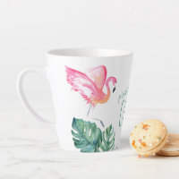 Tropical Pink Flamingo Bird Watercolor Art Mug