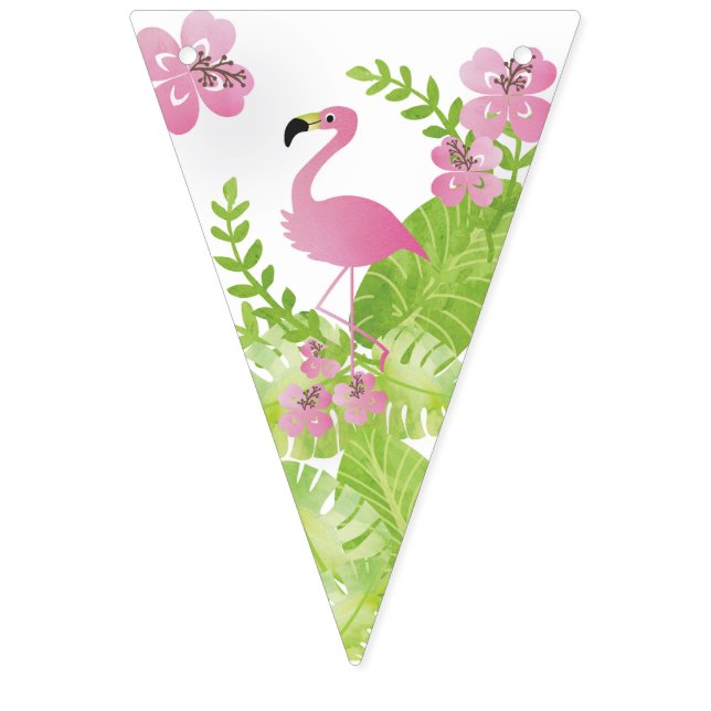 Tropical Pink Flamingo Birthday Party Bunting (First Flag)
