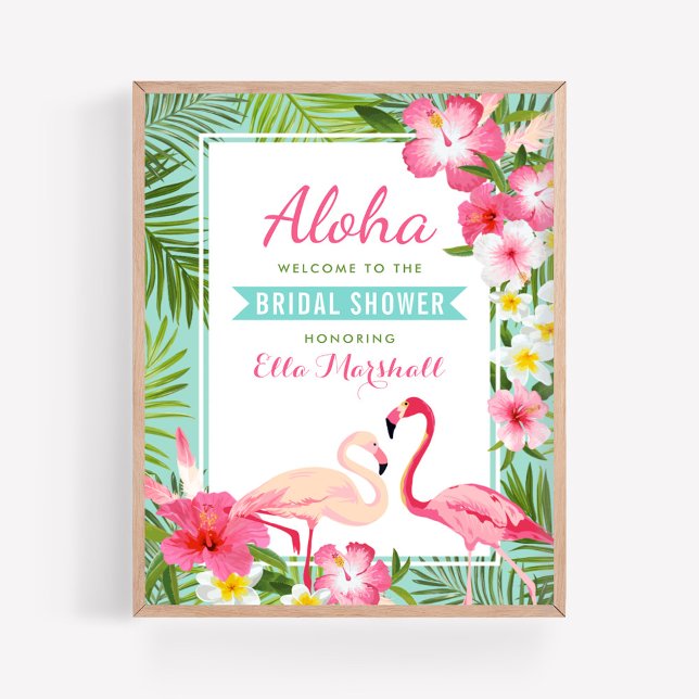 Tropical Pink Flamingo Bridal Shower Welcome Sign (Creator Uploaded)