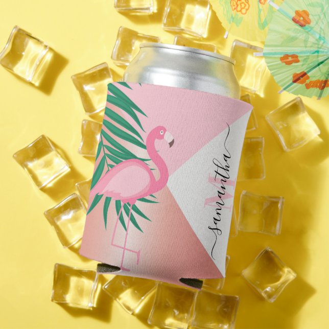 Tropical Pink Flamingo Can Cooler (In Situ Summer)