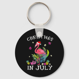 Tropical Pink Flamingo Christmas In July Summer 1 Key Ring