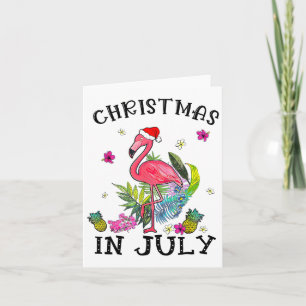 Tropical Pink Flamingo Christmas In July Summer Card