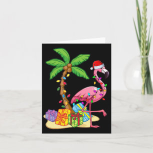 Tropical Pink Flamingo Christmas In July Summer Pa Card