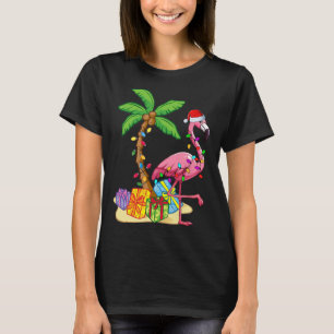 Tropical Pink Flamingo Christmas In July Summer Pa T-Shirt