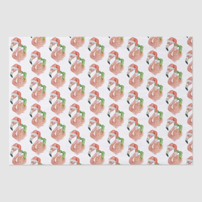 Tropical Pink Flamingo Christmas Santa Hat Tissue Paper (Front)