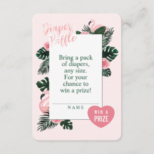 Tropical Pink Flamingo Diapers Raffle Enclosure Card