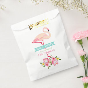 Tropical Pink Flamingo Floral Bridal Shower Favour Bags