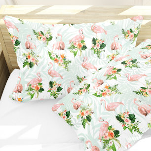 Tropical Pink Flamingo Floral Pillowcase
