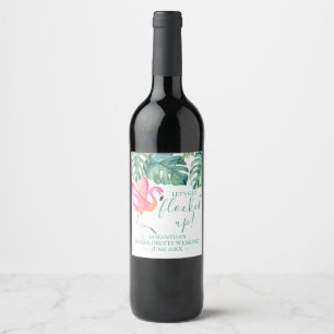 Tropical Pink Flamingo Girls Weekend Gifts Wine Label