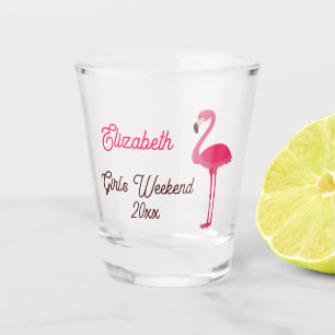 Tropical Pink Flamingo Girl's Weekend Shot Glass