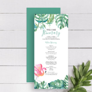 Tropical Pink Flamingo Greenery Wedding Itinerary